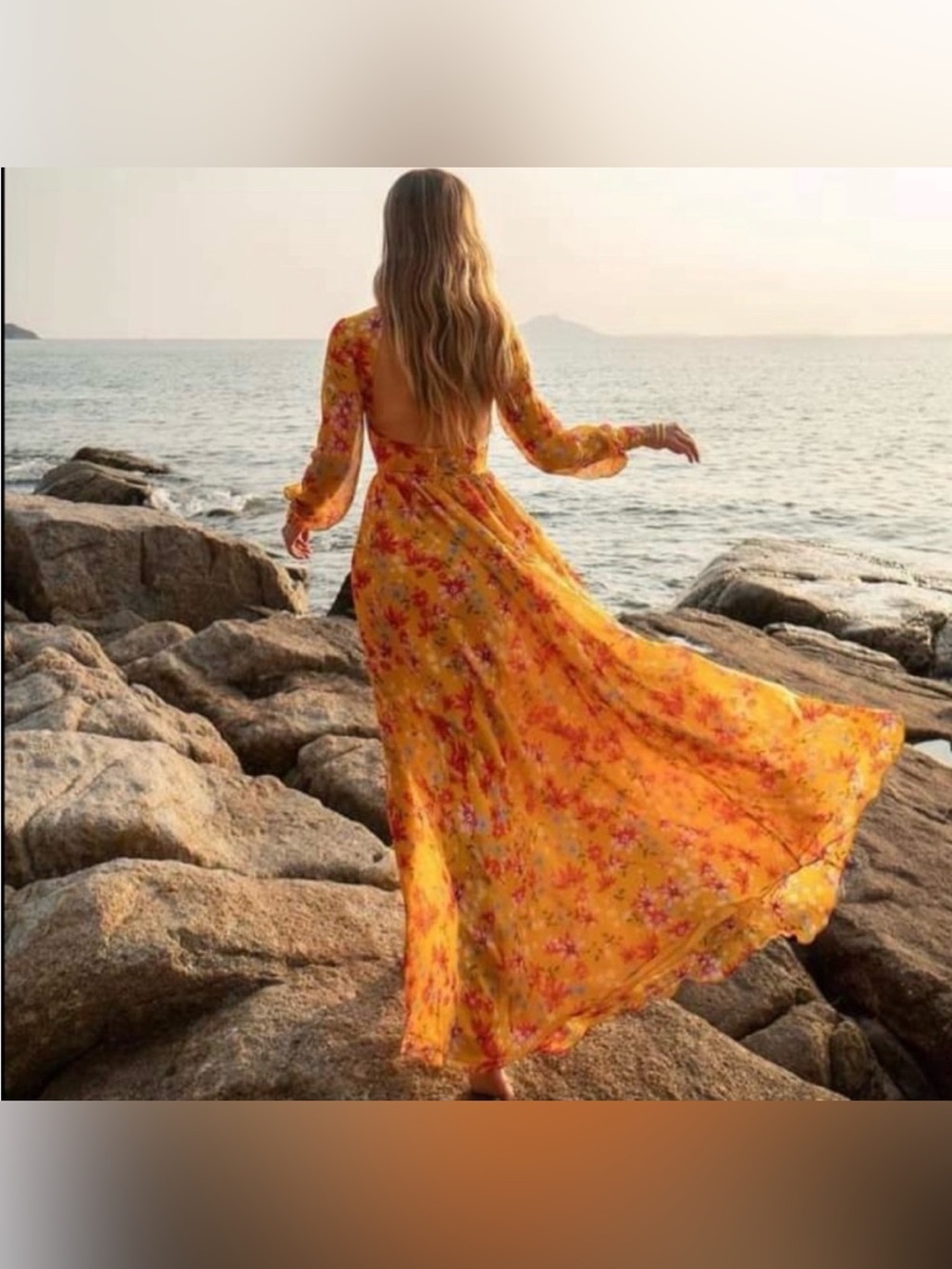 Sau Lee Carolina Gown Dress Yellow Multi Floral NWT Maxi Open Back Silk Size 4 - Picture 4 of 16